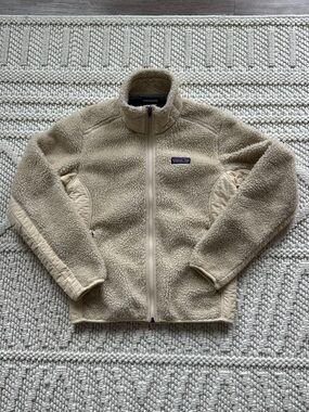 Patagonia Cream Sherpa Zip-Up Fleece Jacket